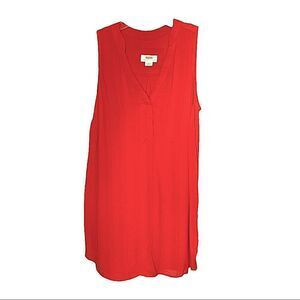 MAEVE Anthropologie Sleeveless Blouse Tank Top V Neck Orange Red Womens XS